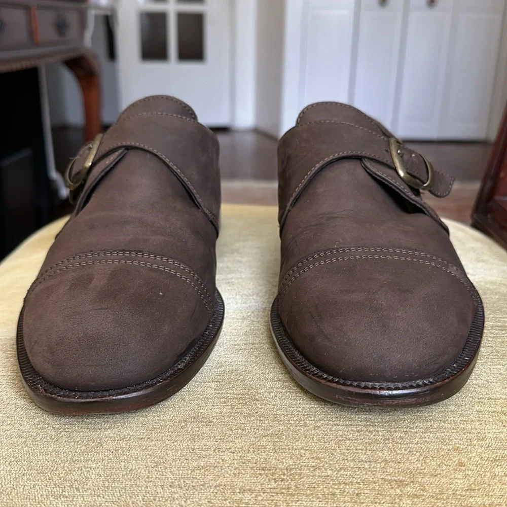 Nobel Shoes Men's Brown Leather Monk Strap Shoe EU 43 US 9.5-10